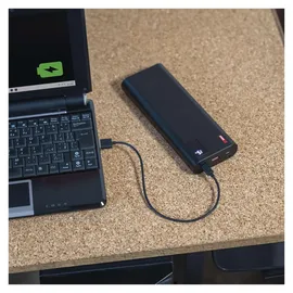 EMOS Powerbank 27 000 mAh NTBF30 - externer Akku mit Passthrough und Fast-Charging 100W PD - 2X USB-C/USB-A-Port inkl. Ladekabel - für Tablet, Laptop, iPad, Handy, Kamera, Soundbox - schwarz