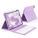 KVTVOU Tastatur Hülle für iPad 11. Generation 2025 A16, iPad 10. Generation 2022 10,9 Zoll, Weiche TPU Hülle mit Stifthalter, Abnehmbarer Bluetooth Tastatur QWERTZ Layout, Violetter Lila