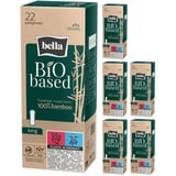 bella Bio based Slipeinlagen Long, Vorteilspack (6 x 22 Stück), lange Bio Hygiene-Einlagen, weich und atmungsaktiv, 100% Naturfaser