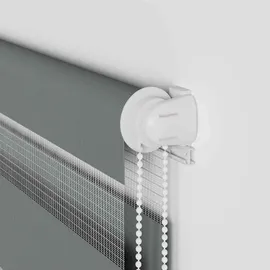 vidaXL Doppelrollo Dunkelgrau 135x150 cm Stoffbreite 130,9 cm Polyester