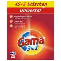 GAMA Gama Waschpulver Universal 3in1 für 50 WL Waschmittel 3kg (1er Pack) Vollwaschmittel