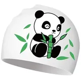 ALOEU Badekappen for Jungen Und Mädchen, Niedlicher Panda, Silikon-Simming-Mütze, Schwimmbad-Zubehör, Bademütze (Color : White, Size : 1SIZE)