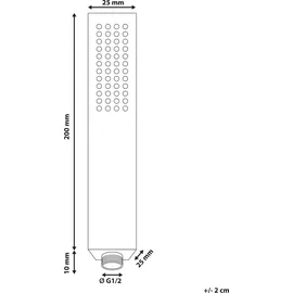 Beliani Handbrause Silber Metall Quadratisch Stab 1 Strahlart Modern Klassisch Duschkopf Badezimmer Stabhandbrause Stabbrause