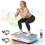 MERACH Vibrationsplatte Vibrationsplatte - 99 Stufen, 7 Programme, Bluetooth & Fernbedienung, 150 W, (LED-Display, Widerstandsbänder, Anti-Rutsch-Oberfläche, 150W Motor), Ganzkörper-Vibration mit individuell einstellbarer Stärke weiß