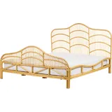 Beliani Bett Rattan und Mahagoniholz mit Lattenrost 180 x 200 cm