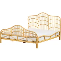 Beliani Bett Rattan und Mahagoniholz mit Lattenrost 180 x 200 cm