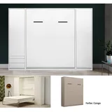 QMM TraumMöbel Schrankbett Wandbett modern vertikal GN 160 x 200 mit 2 Schränken (Set, 3-St) vertikal klappbar grau