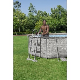 BESTWAY Power Steel Swim Vista Series Set 427 x 250 x 100 cm steinwandoptik inkl. Filterpumpe