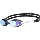 arena Cobra Original Swipe Mirror Unisex-Wettkampfbrille für Erwachsene, Schwimmbrille mit Verspiegelten Gläsern, Anti-Beschlag, UV-Schutz, 4 Austauschbare Nasenstege, Blue-Silver