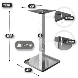 GGM Möbel PMD | Bistro Stehtisch Baumkante | B:T:H 60 x 60 x 110 cm | Eiche / Edelstahl | Quadratisch