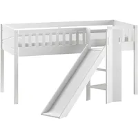 Hochbett VIPACK "Scott", weiß (weiß, weiß, weiß), B:203,6cm H:114cm L:207,6cm, Hochbetten, m. Rollrost, LF 90x200 cm, Kiefer weiß lackiert, mit oder ohne Rutsche