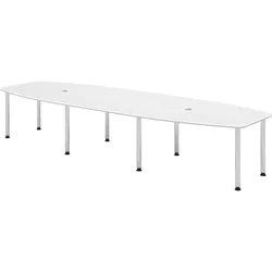 bümö Konferenztisch groß KT40 in Weiß Chromfüße