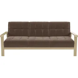 3-Sitzer SIT & MORE "Billund", braun (nougat), B:199cm H:88cm T:106cm, 100% Polyester, Sofas, Armlehnen aus Buchenholz in natur, verschiedene Bezüge und Farben