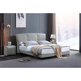 JVmoebel Schlafzimmer-Set Elegantes Doppelbett mit Nachttischen in Weiß aus Holz und Leder, (Set, 3-tlg., 3-er Set), Made in Europa grau