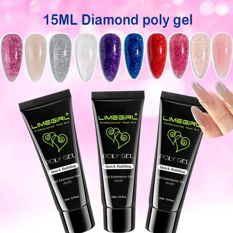 24 Farben Diamant Poly UV Gel Glitzer Nagel Gel Builder Gel Acryl Soak Off Camouflage Schnelle Nagelverlängerung UV Gel Nail Art