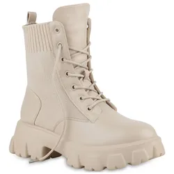 Damen Plateau Boots in Beige