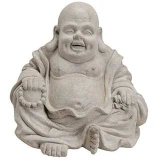Bali-Homedecor Gartenfigur Buddha Figur sitzend Beton grau dick Garten frostsicher 32cm grau