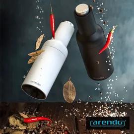 Arendo - Salz und Pfeffermühle elektrisch - 2er Set - einhändiger Betrieb - mahlt automatisch beim Kippen - Batteriebetrieben - Gewürzmühle