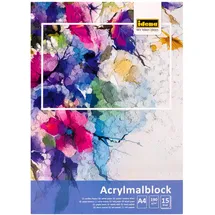 IDENA 68163 A4 mit 15 Blatt weißem, fein strukturiertem Papier zu 190g/qm, Zeichenblock für Acrylmalerei & Wasserfarben