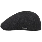 Stetson Texas Herringbone Flatcap Herren mit Baumwollinnenfutter Herbst Winter schwarz-grau M (56-57 cm) - M