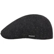 Stetson Texas Herringbone Flatcap Herren mit Baumwollinnenfutter Herbst Winter schwarz-grau M (56-57 cm) - M