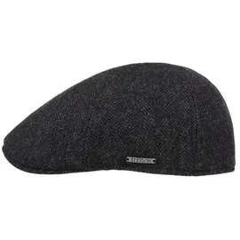 Stetson Texas Herringbone Flatcap Herren mit Baumwollinnenfutter Herbst Winter schwarz-grau M (56-57 cm) - M