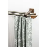 GARESA Gardinenschiene GARESA "Cubus, Quadros Innenlauf", braun (chromfarben, nussbaum), L:220cm, Gardinenstangen, Gardinenschiene, Innenlauf-Vorhanggarnitur, verlängerbar, Holz-Aluminium