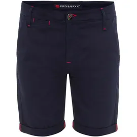 Cipo & Baxx "Shorts", Herren, Gr. 36, Normalgrößen, blau (navyblau), 97% Baumwolle, 3% Elasthan, unifarben, regular fit knielang, Hosen Stoffhose, im unifarbenen Look