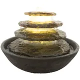 Dehner Polyresin-Zimmerbrunnen Hoku, mit LED-Beleuchtung, ca. H16,5 cm, dunkelgrau