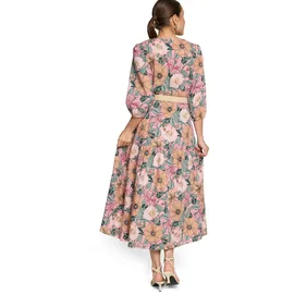 Zero Maxikleid Blumenprint Rosé/Grün 34
