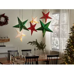 Weihnachtsdeko LED smaragdgrün Sternform mit Glitzer 60 cm 2er Set MOTTI