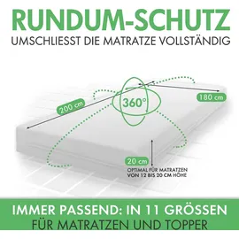 welldora Premium Milbenbezug Matratzen 180 x 200 cm Weiß