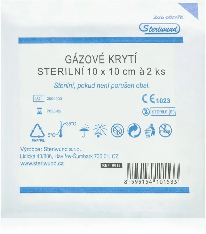 Steriwund Gauze cover sterile 10 x 10 cm Medizinbedarf Kompressen 2 St.