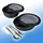 Camping Ess-Set 2 Plastikschüsseln mit Deckel/Metall-Bestecksatz