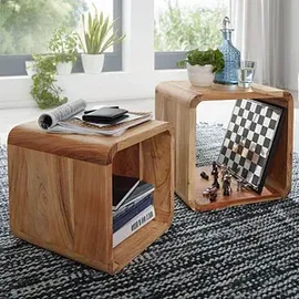Wohnling Beistelltische-Set quadratisch Massivholz akazie, 2 St.