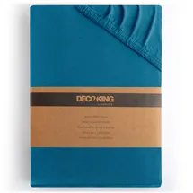 DecoKing Spannbettlaken Baumwolle-Jersey 120 x 200 - 140 x 200 cm blau