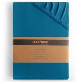 DecoKing Spannbettlaken Baumwolle-Jersey 120 x 200 - 140 x 200 cm blau
