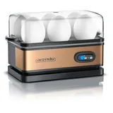 Arendo Eierkocher 6-fach, 400 W, Edelstahl, Warmhaltefunktion, Härtegrad einstellbar, für 6 Eier, Kupfer