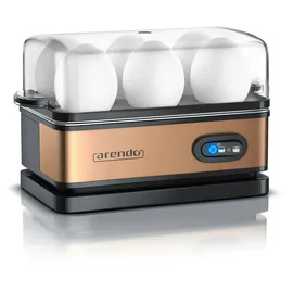 Arendo Eierkocher 6-fach, 400 W, Edelstahl, Warmhaltefunktion, Härtegrad einstellbar, für 6 Eier, Kupfer