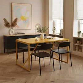 Oviala Rechteckiger Esstisch für 4 Personen aus gelbem Stahl