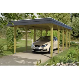 SKANHOLZ Spreewald Walmdach Carport aus Nadelholz 3,45 x 7,41 m schwarze Blende