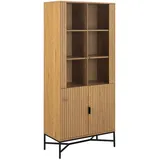AC Design Vitrine, Schwarz, Wildeiche, Holzwerkstoff, 8 Fächer, 80x180x40 cm, stehend, Wohnzimmer, Wohnwände, Vitrinenschränke