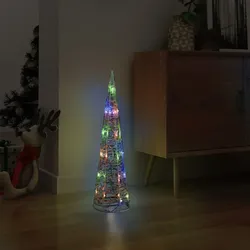 LED-Kegel Acryl Weihnachtsdeko Pyramide Bunt 60 cm