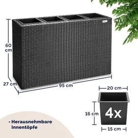 CASARIA Blumentopf 95 x 27 x 60 cm schwarz