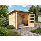 Gartenhaus KARIBU Gerätehaus Garten Schuppen Holz naturbelassen Pultdach