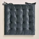 ROOM99 Nova Stuhlkisse 40 x 40 cm Sitzkisse Sitzpolster mit bändern Zierkissen Stuhl Boden Bodenkissen Kissen Outdoor Indoor Wohnzimmer Velvet Samt Dunkelgrau,1 Stück