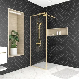 Marwell Walk In Dusche Duschwand 200 x 80 cm 6 mm Einscheibensicherheitsglas goldfarben