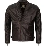 Rock Creek Biker-Style Lederjacke Dunkelbraun XL