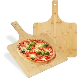 Relaxdays Pizzaschieber XXL 2er Set 50 x 38 cm Bambus
