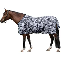 HKM 4668 Fliegendecke Zebra mit Kreuzgurt, Pferdedecke Weidedecke, 125